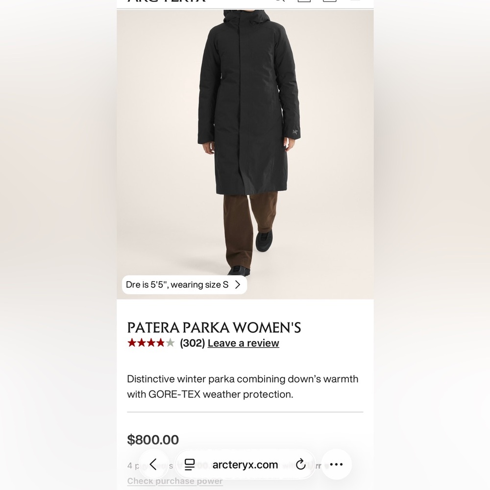 Arc'teryx Patera Parka Women's Jacket in Black
